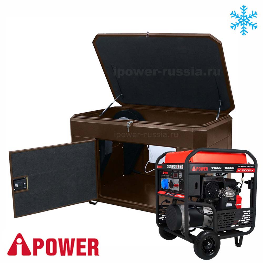 Бензиновый генератор в зимнем супер тихом Кожухе A-iPower A11000EAX/1570SSW RAL 8019