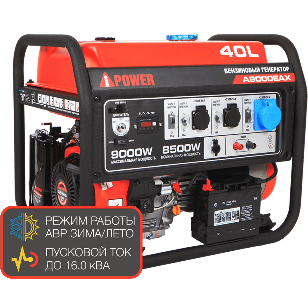 Бензиновый генератор в супер тихом Кожухе A-iPower A9000EAX/1400SS Winter