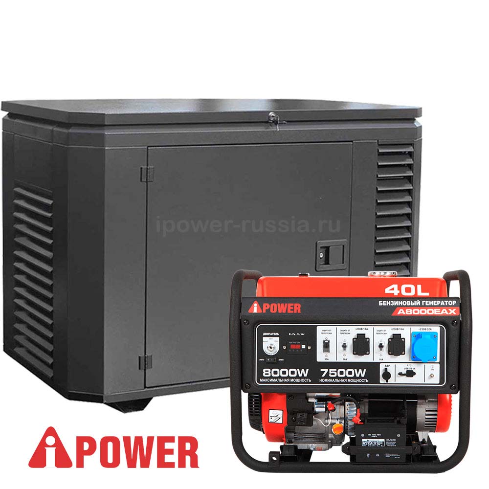 Бензиновый генератор в кожухе A-iPower A8000EAX/1200SC RAL 7024