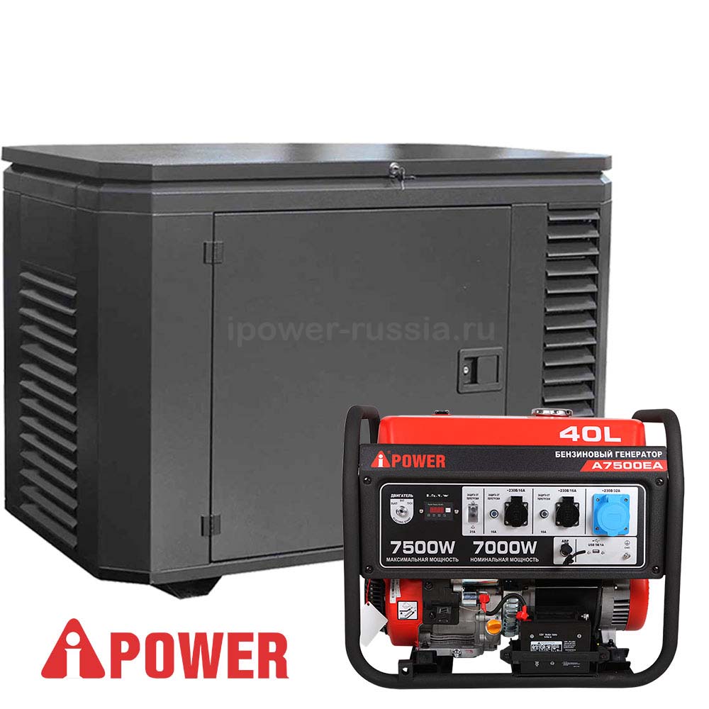 Бензиновый генератор в кожухе A-iPower A7500EA/1200SC RAL 7024