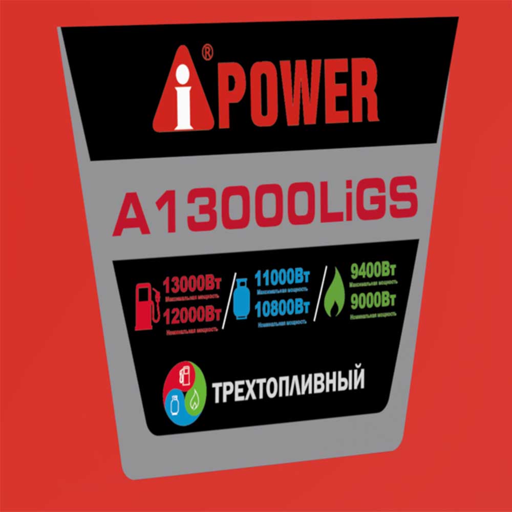Инверторный трехтопливный генератор A-iPower A13000LiGS