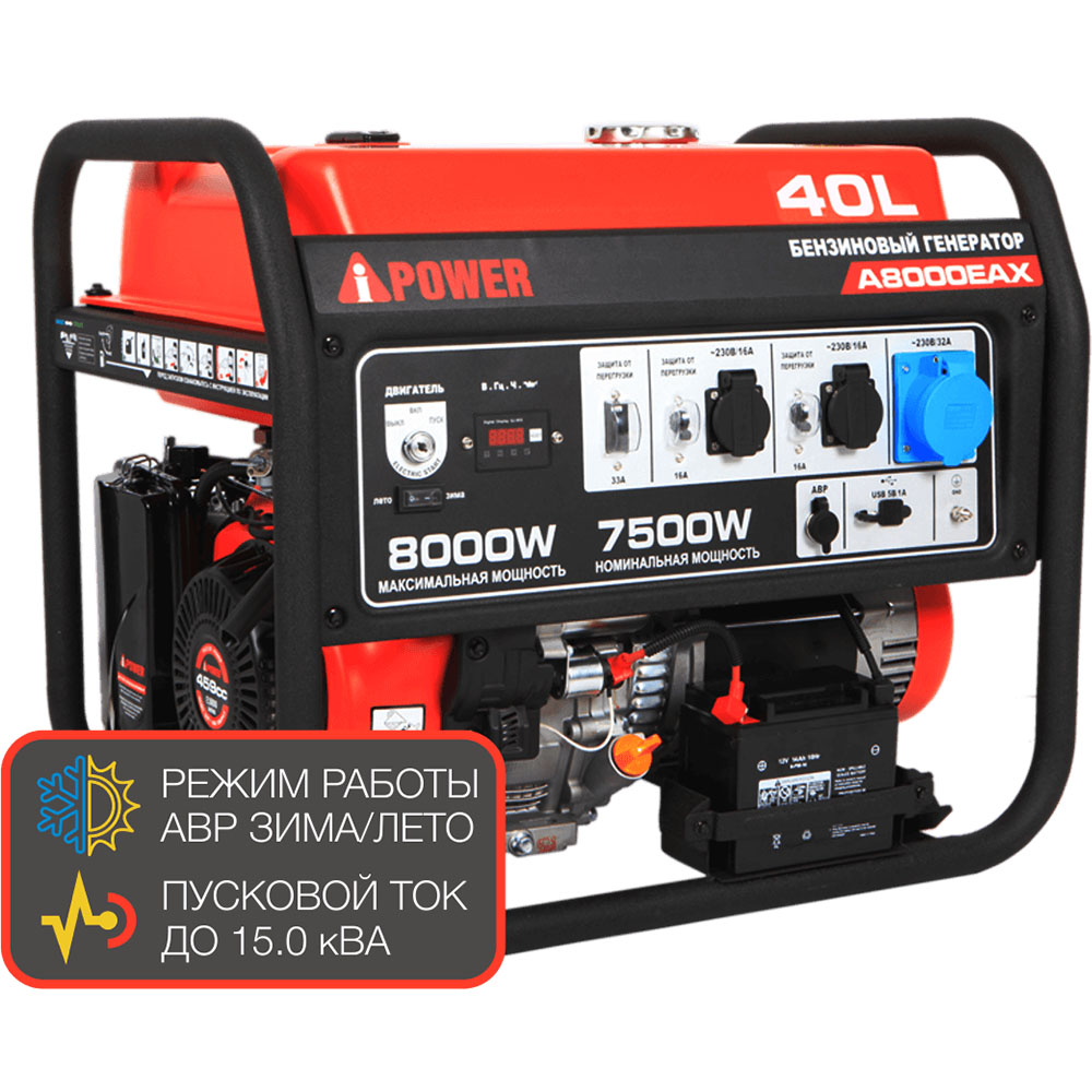 Бензиновый генератор в супер тихом Кожухе A-iPower A8000EAX/1400SS Winter
