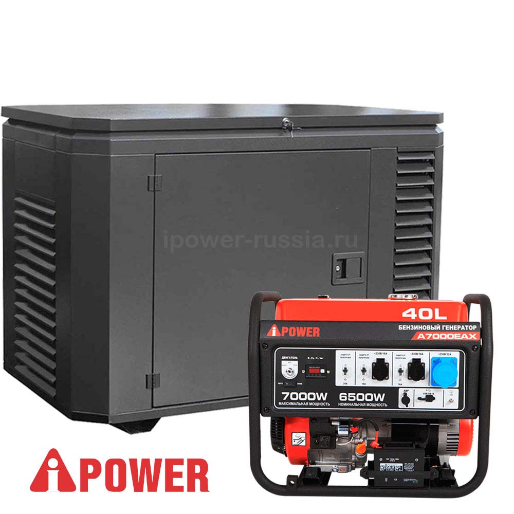 Бензиновый генератор в кожухе A-iPower A7000EAX/1200SC RAL 7024