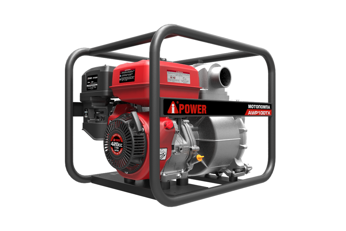 Бензиновая мотопомпа для сильнозагрязнённой воды A-iPower AWP100TX