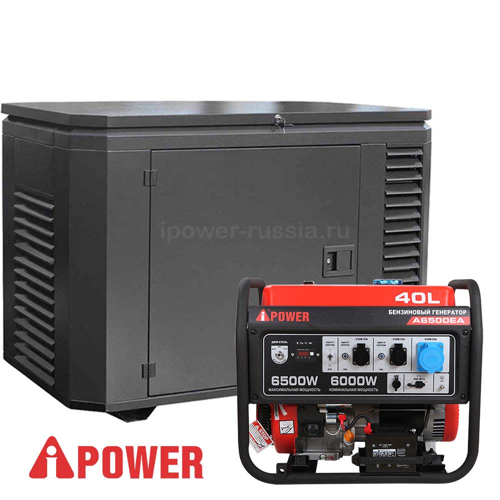 Бензиновый генератор в кожухе A-iPower A6500EA/1200SC RAL 7024
