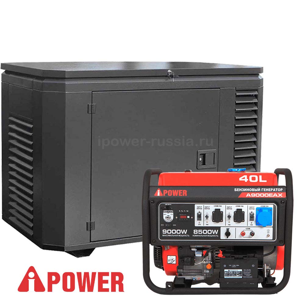 Бензиновый генератор в кожухе A-iPower A9000EAX/1200SC RAL 7024