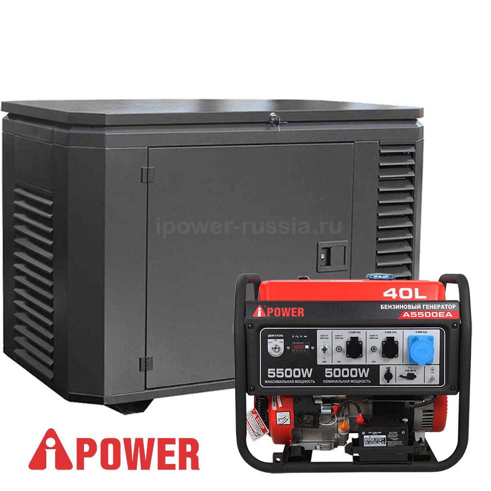 Бензиновый генератор в кожухе A-iPower A5500EA/1200SC RAL 7024