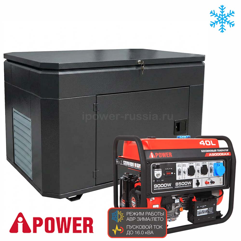 Бензиновый генератор в зимнем супер тихом Кожухе A-iPower A9000EAX/1400SSW