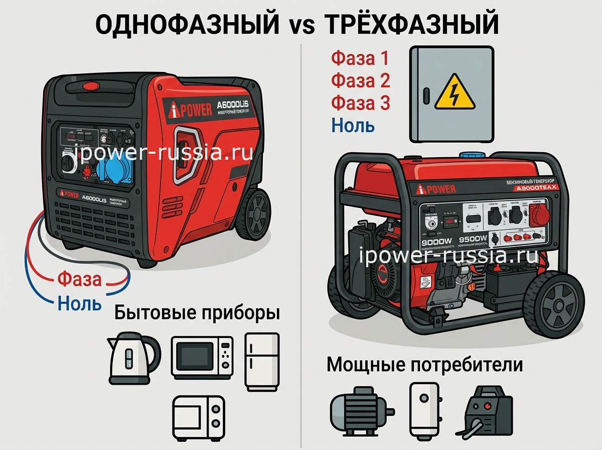 Схема подключения генератора A-iPower к домашней сети