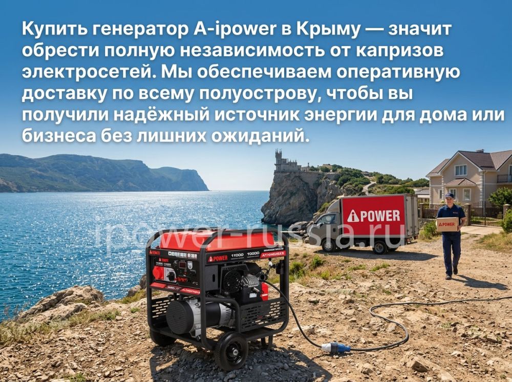 Купить генератор A-ipower в Крыму — значит обрести полную независимость от капризов электросетей. официальный сайт производителя доставка во все регионы России