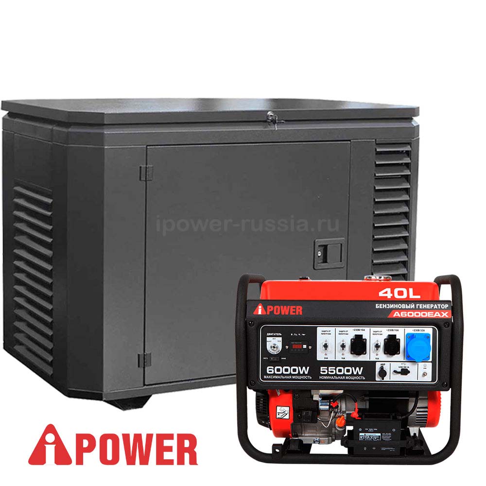 Бензиновый генератор в кожухе A-iPower A6000EAX/1200SC RAL 7024